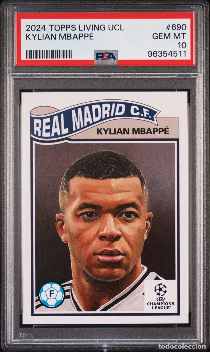 Cromos de f&uacute;tbol: Kylian Mbappe #690 Real Madrid Topps Living UCL 2024 PSA 10