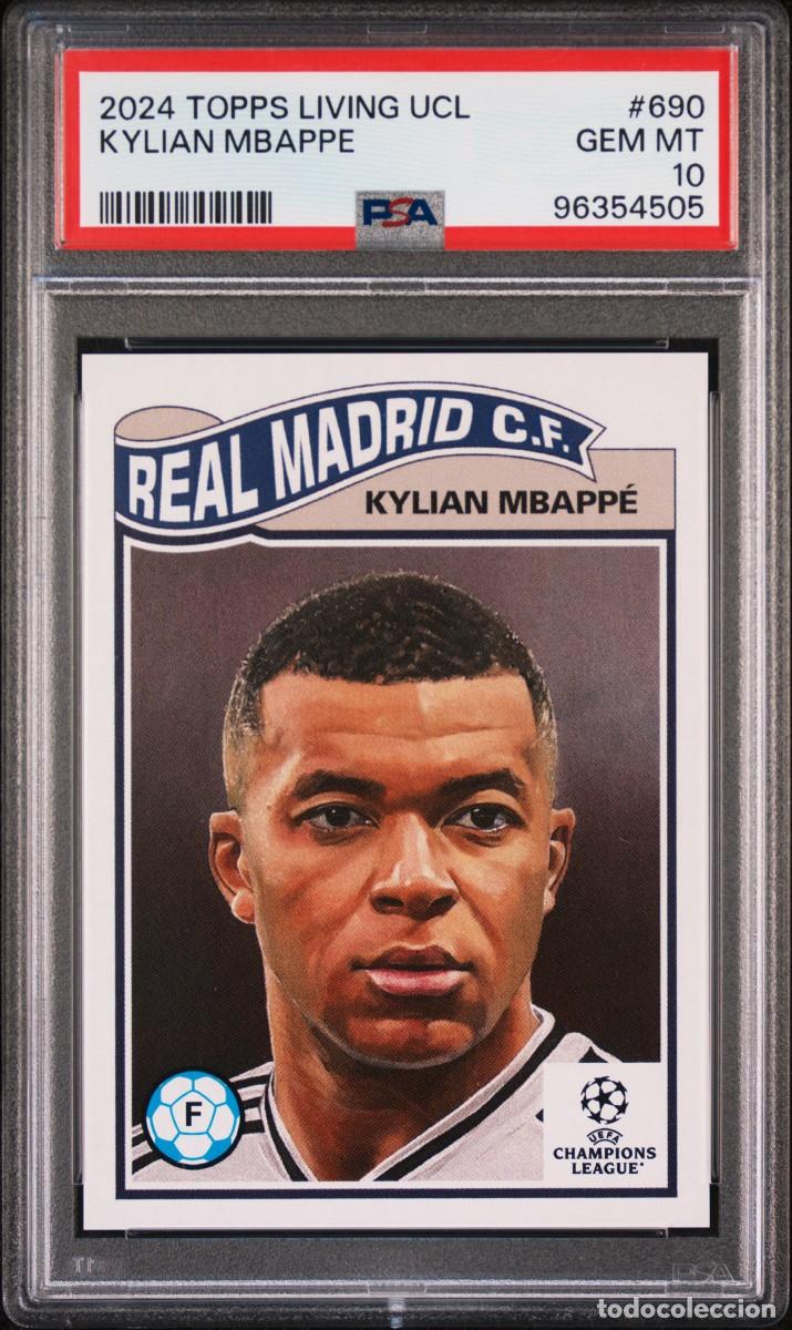 Cromos de f&uacute;tbol: Kylian Mbappe #690 Real Madrid Topps Living UCL 2024 PSA 10