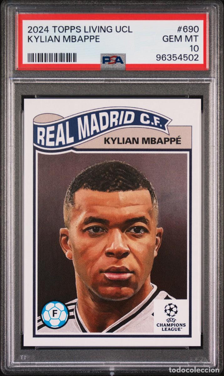 Cromos de f&uacute;tbol: Kylian Mbappe #690 Real Madrid Topps Living UCL 2024 PSA 10
