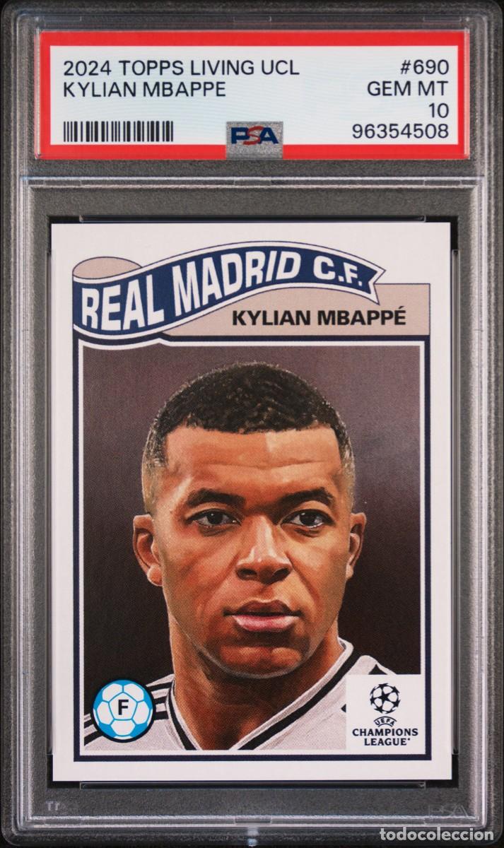 Cromos de f&uacute;tbol: Kylian Mbappe #690 Real Madrid Topps Living UCL 2024 PSA 10