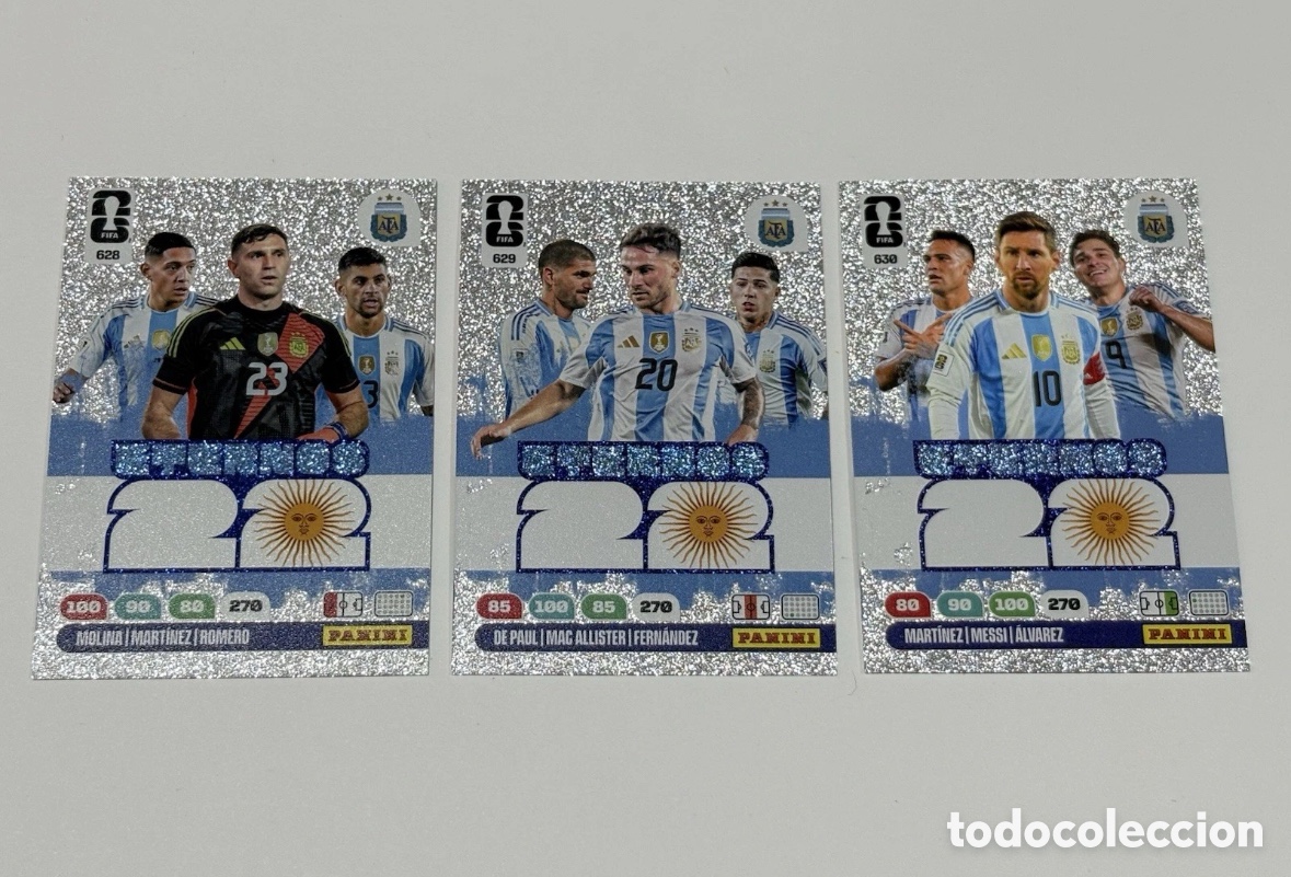 Cromos de Futebol: Pack 3 Panini Copa Mundial Fifa 2026 628 629 630 Eternos 22 Messi