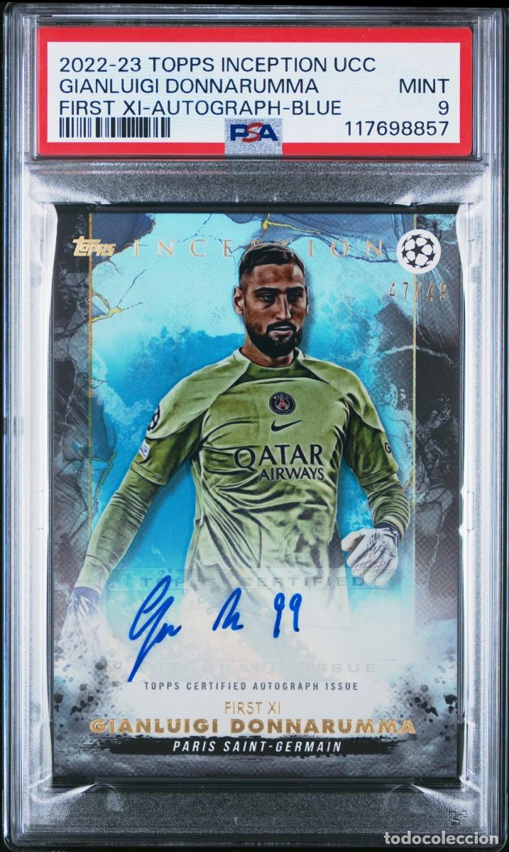 Cromos de Futebol: Gianluigi Donnarumma 47/49 PSG Topps Inception Auto Blue 2023 24 PSA 9