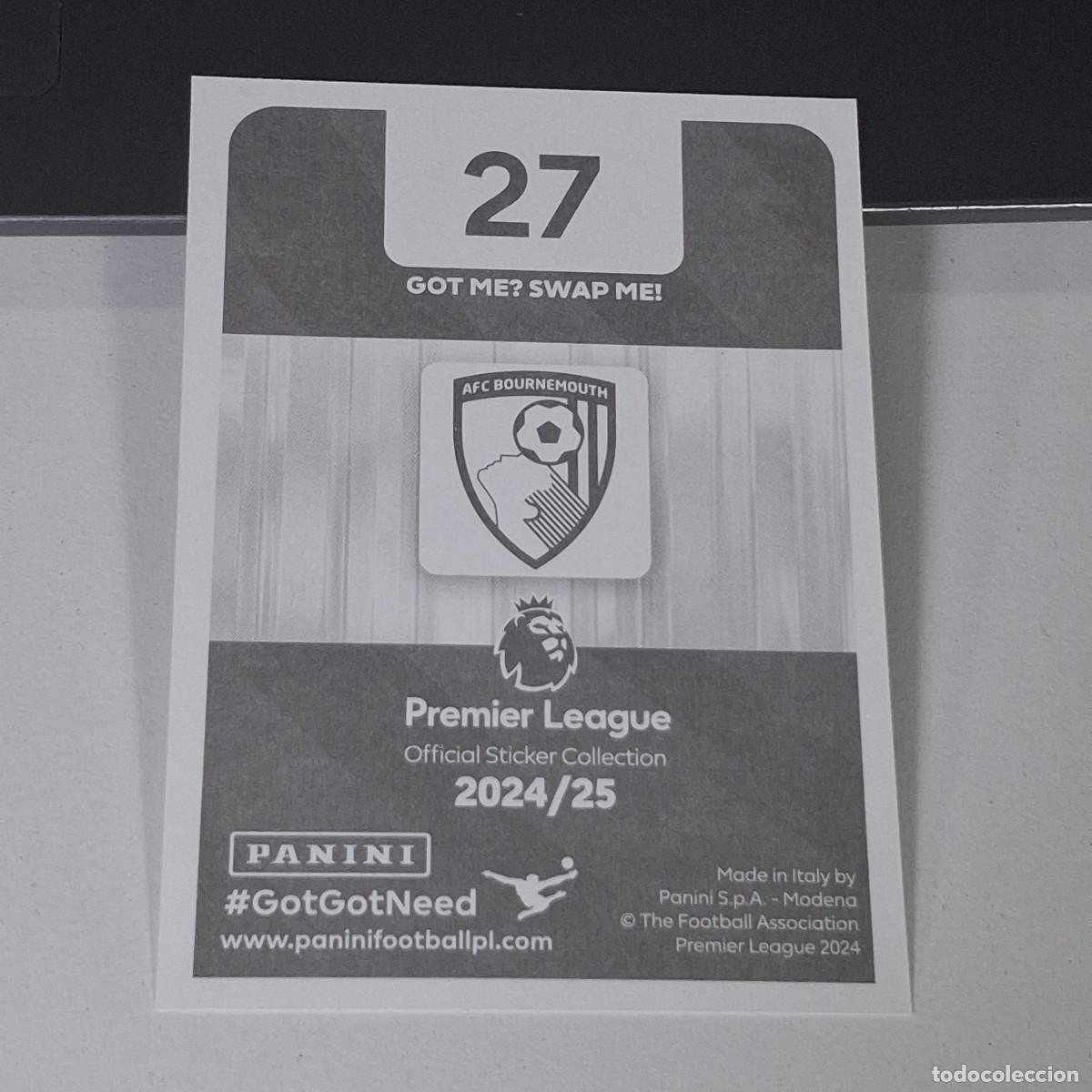 Cromos de Futebol: B58 27 ILLIA ZABARNYI BOURNEMOUTH STICKER PANINI PREMIER LEAGUE 24 25 2024 2025