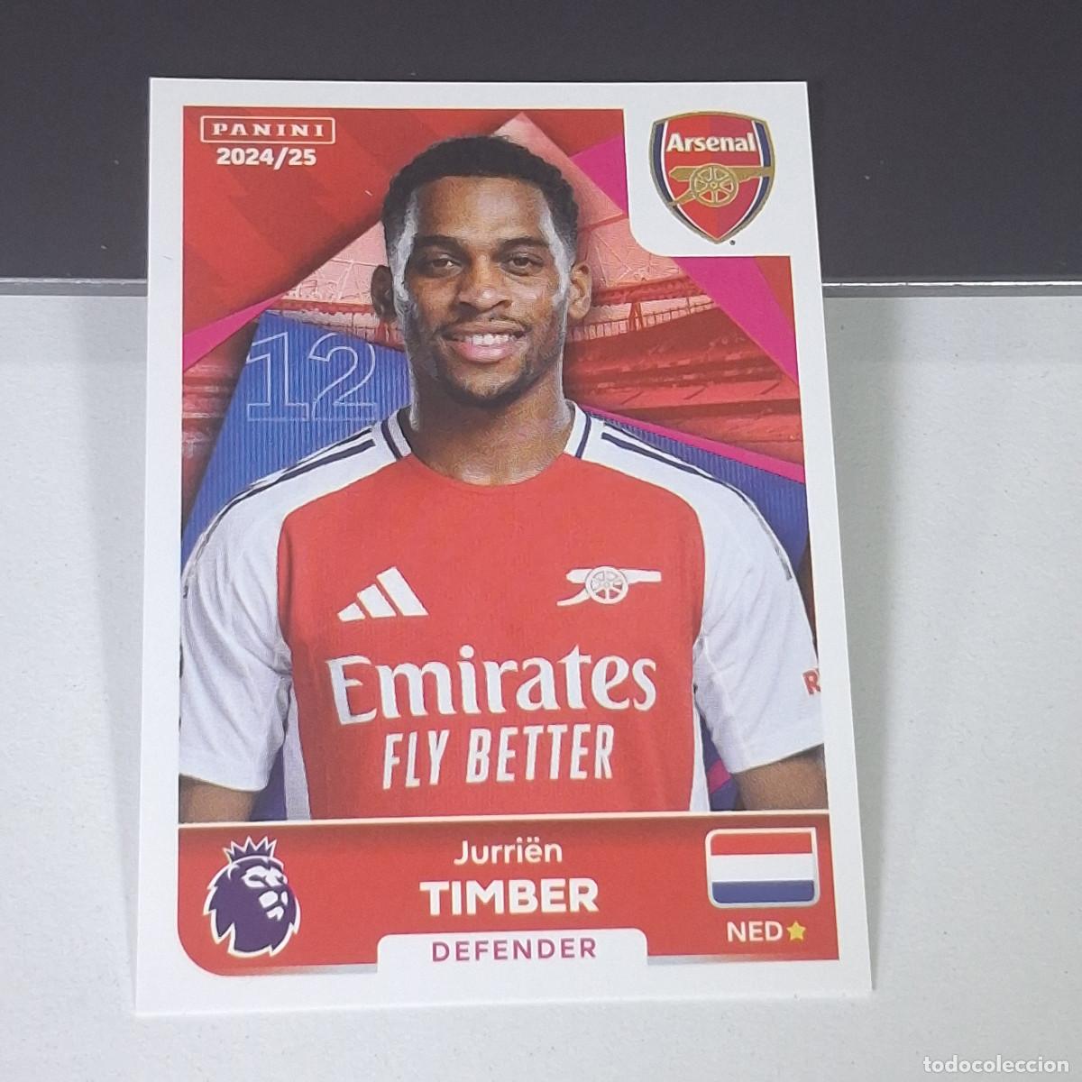 Cromos de Futebol: B58 55 JURRIEN TIMBER ARSENAL STICKER PANINI PREMIER LEAGUE 24 25 2024 2025