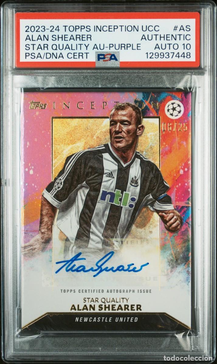 Cromos de f&uacute;tbol: Alan Shearer 06/25 Newcastle United Topps Inception Auto Purple 2023 24 AUTO 10