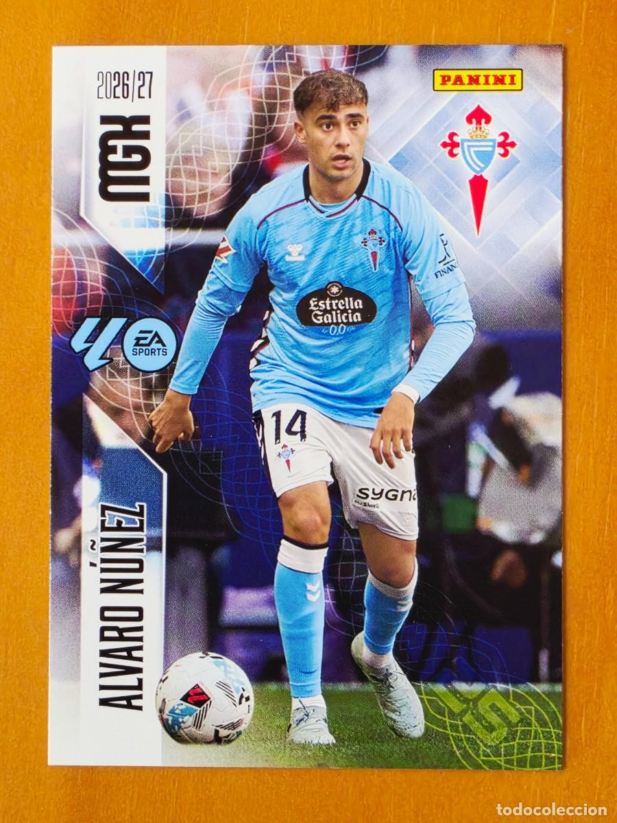 Cromos de f&uacute;tbol: 113 &Aacute;lvaro N&uacute;&ntilde;ez, error sin acento, RC Celta de Vigo, Panini Megacracks MGK 2026 2027 26 27