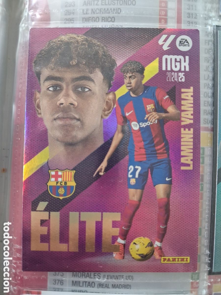 Cromos de f&uacute;tbol: 7 LAMINE YAMAL ELITE BARCELONA CROMO FICHA MEGACRACKS MGK LIGA FUTBOL PANINI 2024 2025 24 25