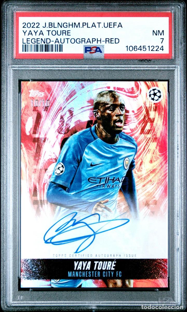 Cromos de f&uacute;tbol: Yaya Toure 10/10 Topps Platinum Jude Bellingham Legend Autograph Red 2022 Psa 7