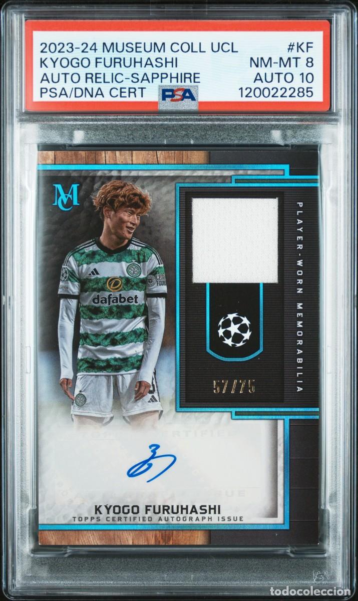 Figurine di Calcio: Kyogo Furuhashi 57/75 Celtic Museum Coll Shapphire Relic 2023 24 PSA 8 AUTO 10