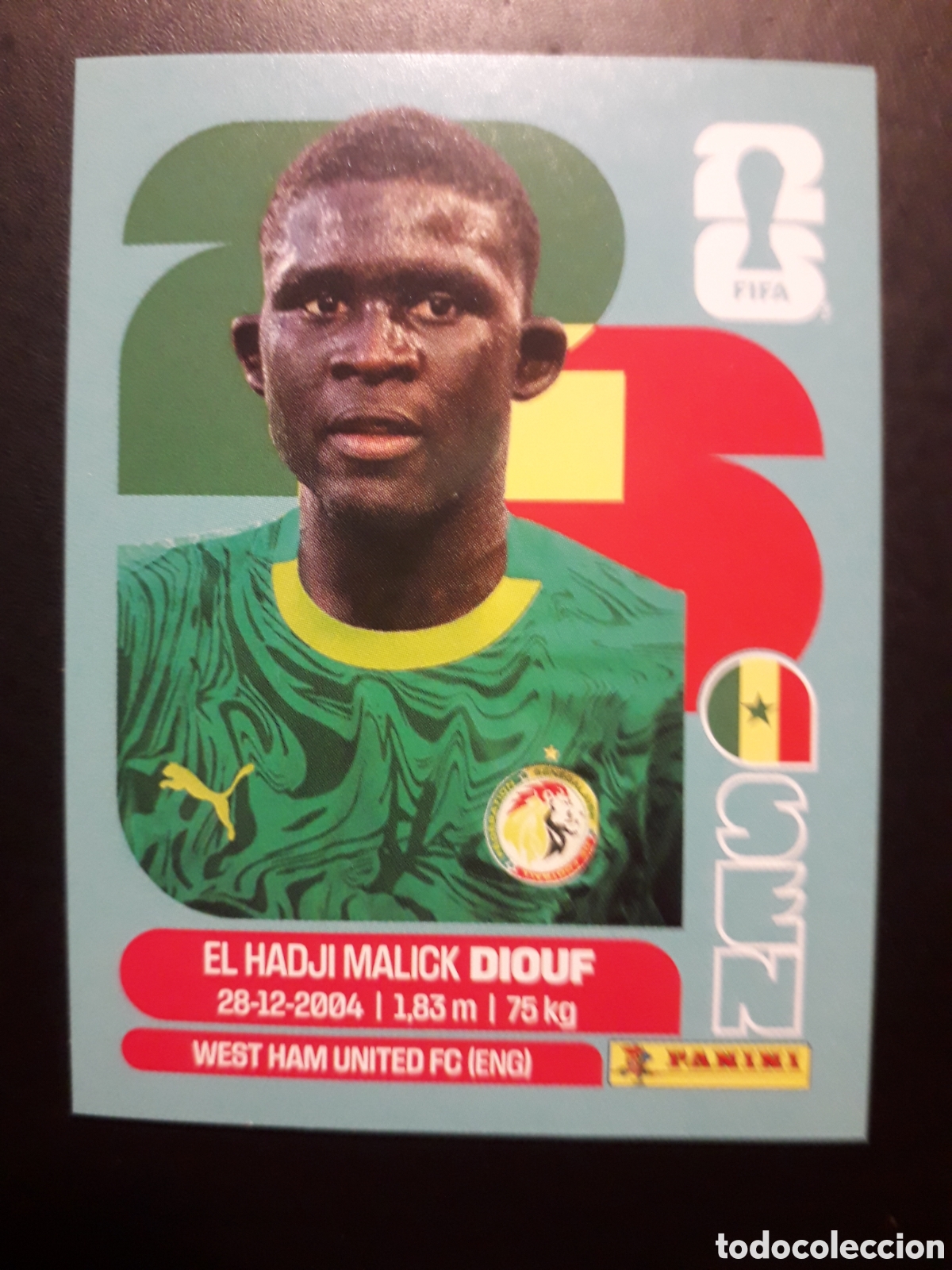 Cartes &agrave; collectionner de Football: DIOUF SENEGAL SEN 7 MUNDIAL F&Uacute;TBOL 2026 FIFA WORLD CUP PANINI SIN PEGAR PEDIDO M&Iacute;NIMO 3&euro;