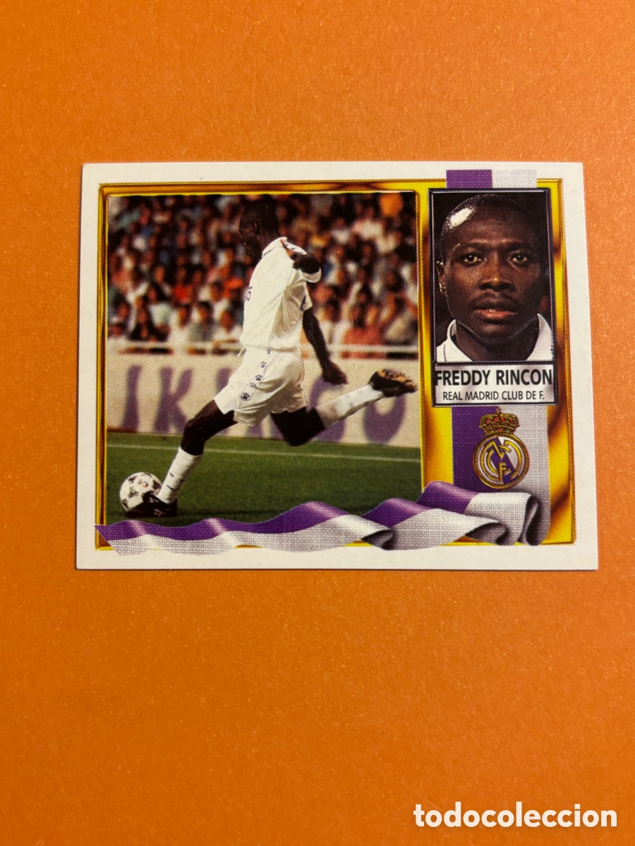 Cromos de f&uacute;tbol: Freddy Rincon Coloca Real Madrid 95 96. Liga Este 1995 1996. Sin Pegar