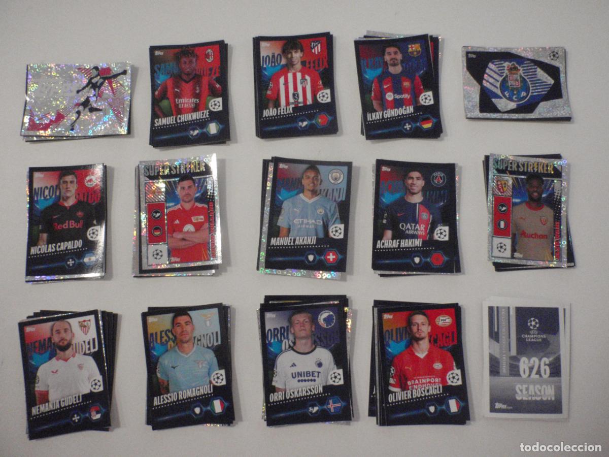 Cromos de f&uacute;tbol: Lote 134 stickers cromos de futbol diferentes. UEFA CHAMPIONS LEAGUE Season 2023 2024 TOPPS. 23 24
