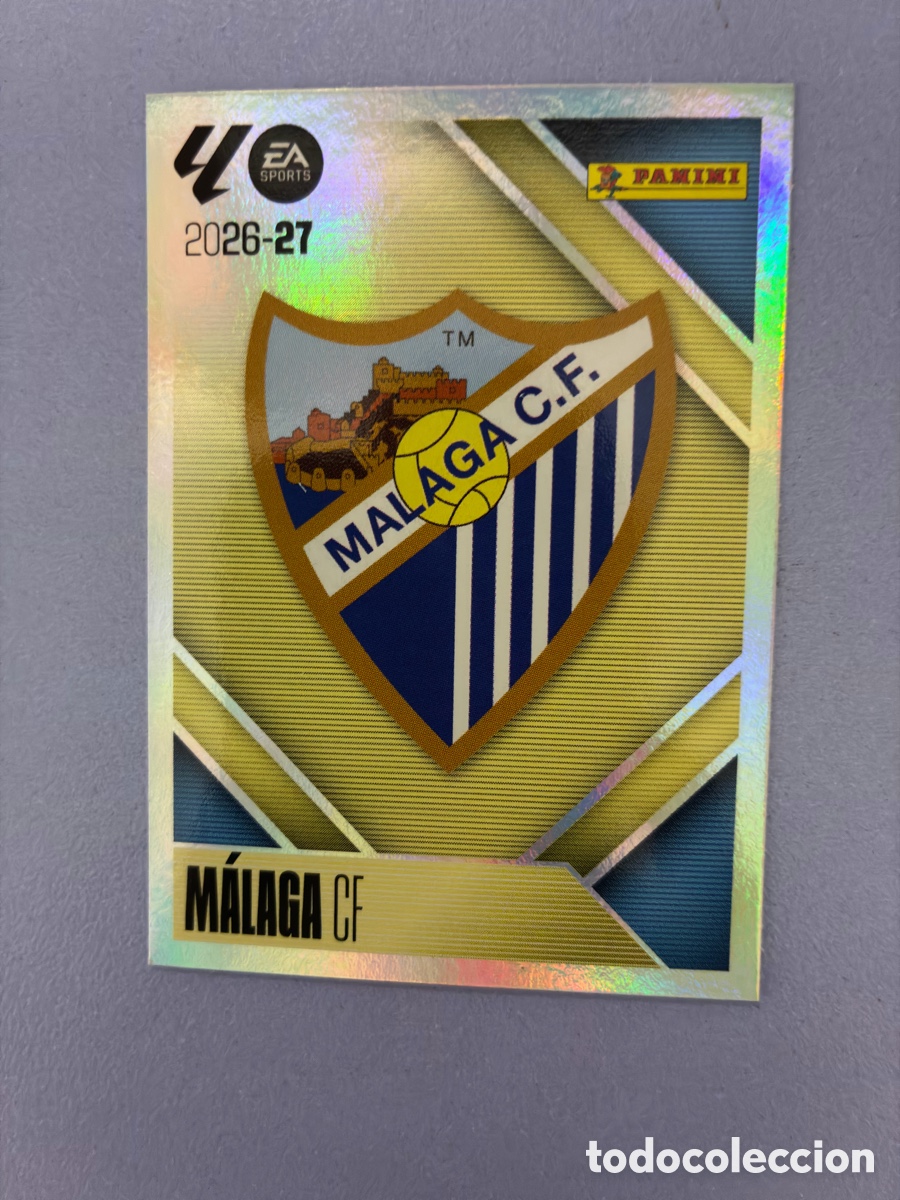 Cromos de Futebol: Cromo Escudo M&aacute;laga CF N.&ordm; 1 Hologr&aacute;fico / Metalizado - Colecci&oacute;n Este / Panini Liga 2026-27