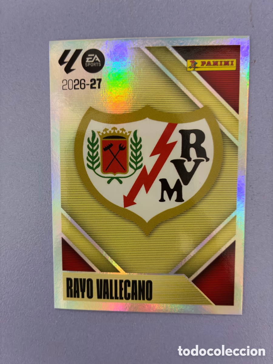 Cromos de f&uacute;tbol: Cromo Escudo Rayo Vallecano N.&ordm; 1 Hologr&aacute;fico / Metalizado - Colecci&oacute;n Este / Panini Liga 2026-27