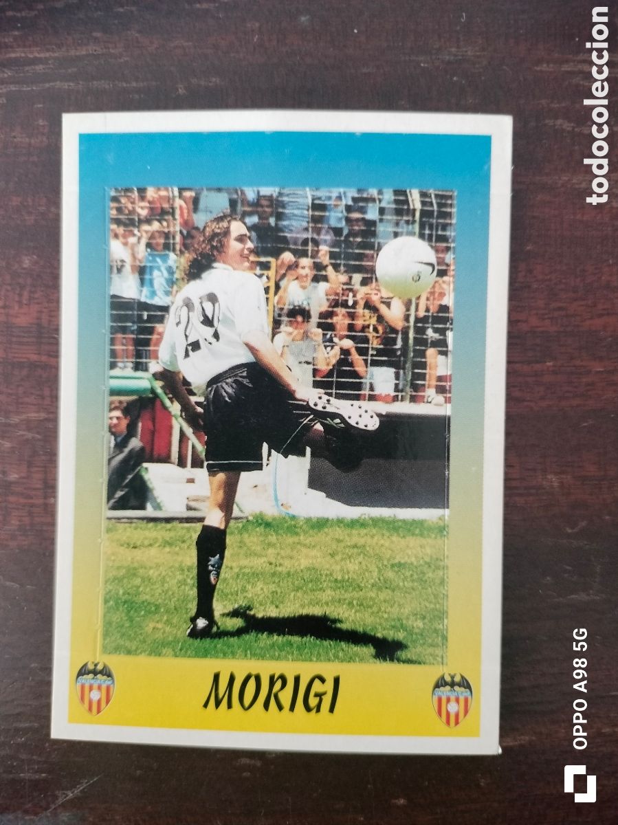 Cromos de f&uacute;tbol: Cromo pop Up 141 Morigi Valencia Panini liga temporada 97 98 1997 1998