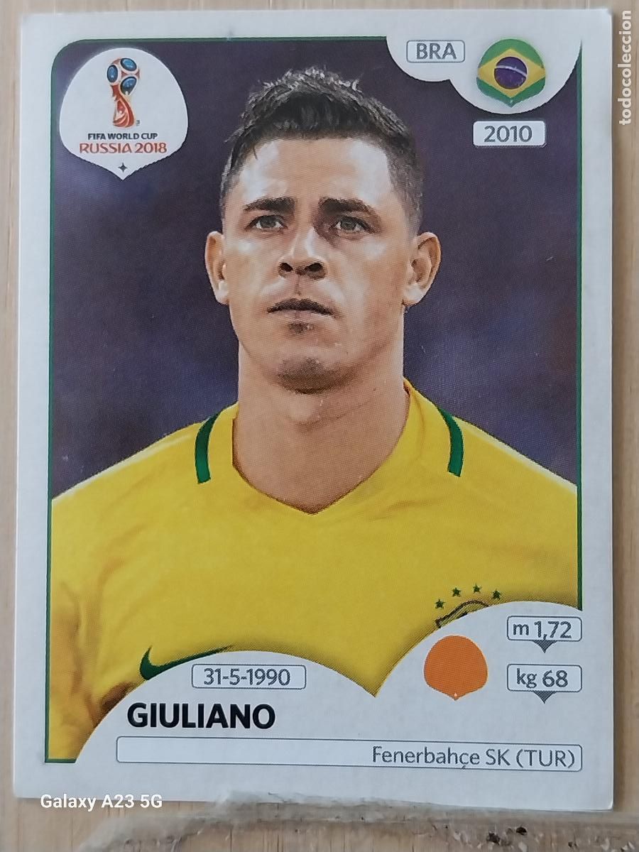 Cromos de f&uacute;tbol: 366 GIULIANO BRASIL PANINI WORLD CUP RUSIA 2018CROMO SIN PEGAR NUNCA ORIGINAL PANINI