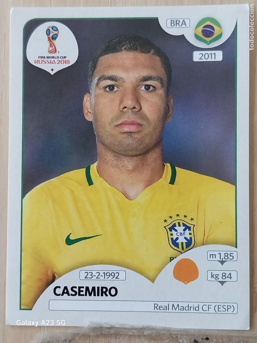 Cromos de f&uacute;tbol: 364 CASEMIRO BRASIL PANINI WORLD CUP RUSIA 2018 CROMO SIN PEGAR NUNCA ORIGINAL PANINI