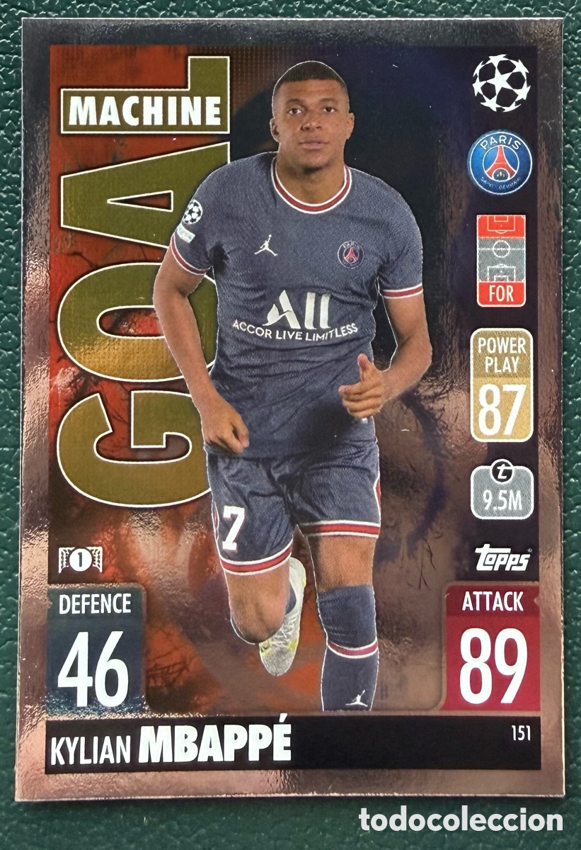 Cromos de f&uacute;tbol: 151 KYLIAN MBAPPE PARIS SAINT GERMAIN PSG FICHAS MATCH ATTAX CHAMPIONS TOPPS 2021 2022 21 22
