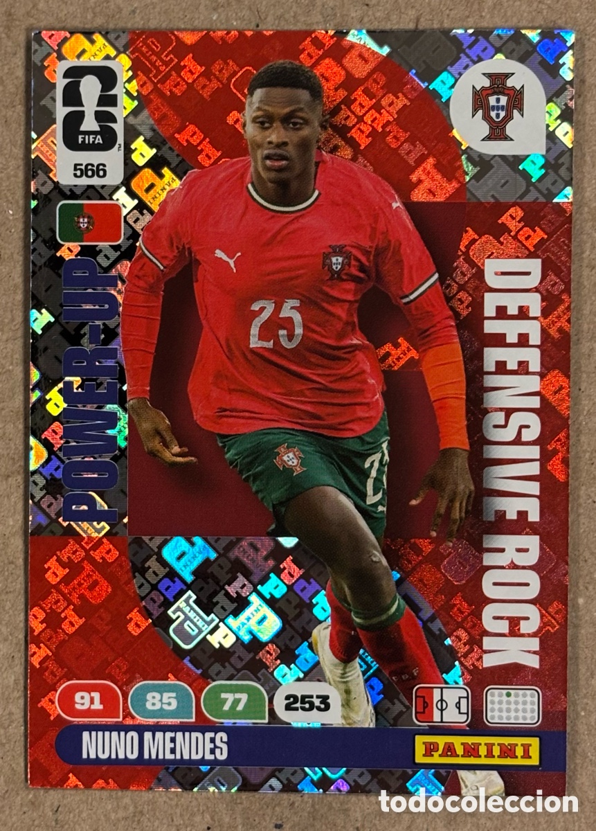 Cromos de f&uacute;tbol: NUNO MENDES (PORTUGAL). CARTA POWER-UP DEFENSIVE ROCK PANINI ANDRENALYN FIFA WORLD CUP 2026. #566