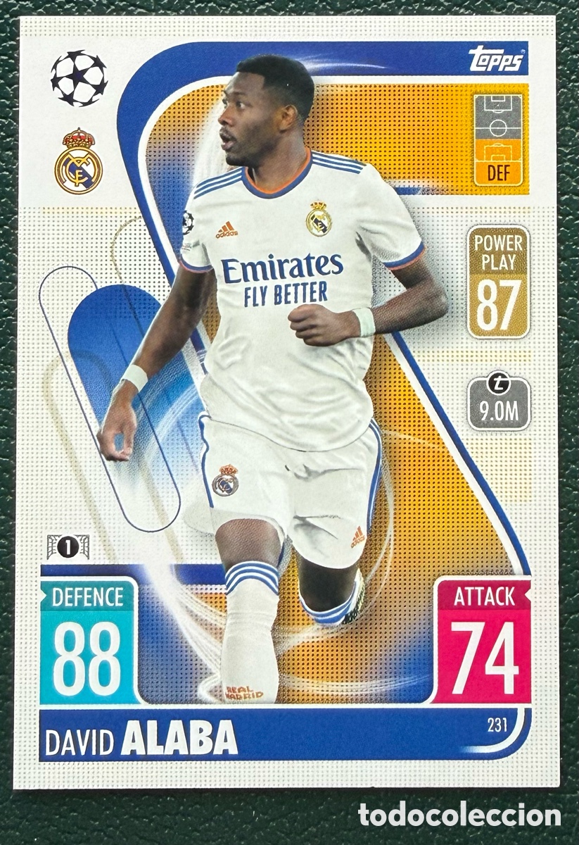 Cartes &agrave; collectionner de Football: 231 DAVID ALABA REAL MADRID FICHAS MATCH ATTAX CHAMPIONS TOPPS 2021 2022 21 22