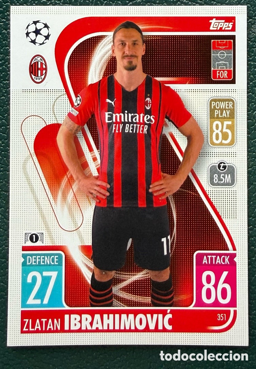 Figurine di Calcio: 351 ZLATAN IBRAHIMOVIC AC MILAN FICHAS MATCH ATTAX CHAMPIONS TOPPS 2021 2022 21 22