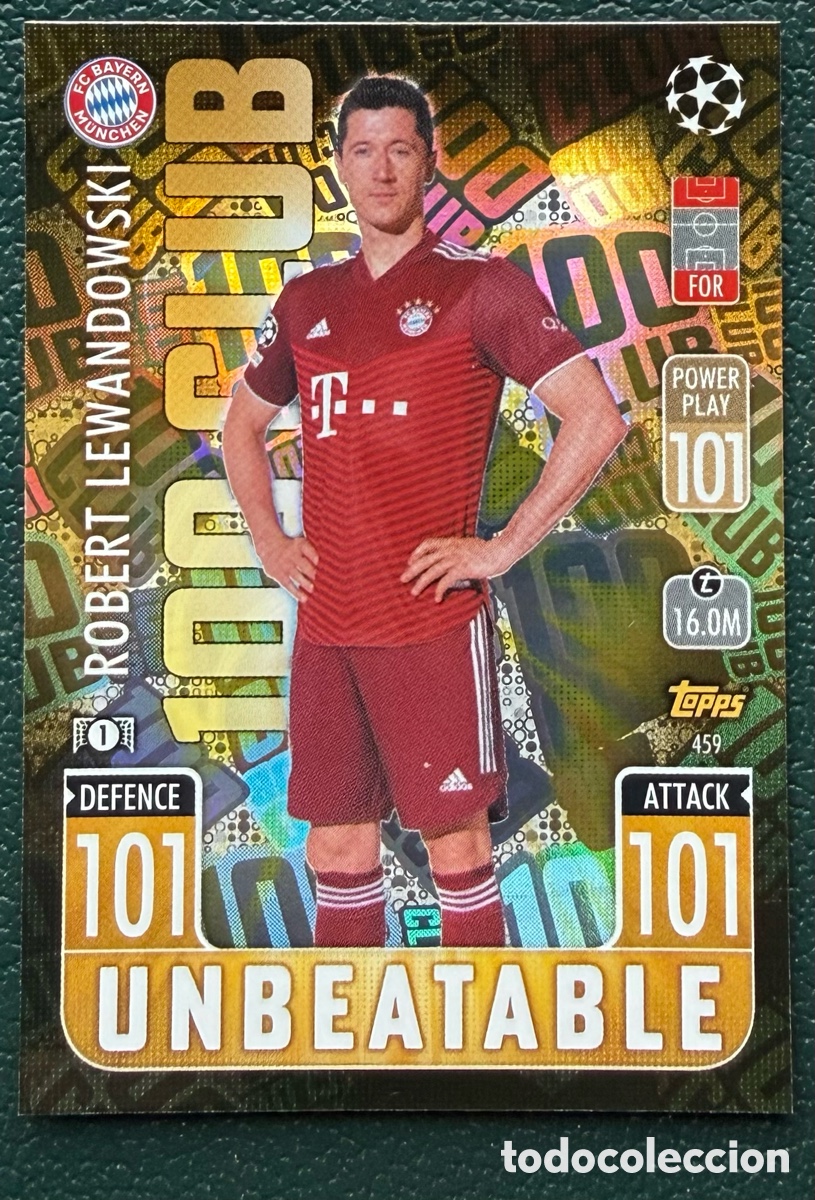 Figurine di Calcio: 459 ROBERT LEWANDOWSKI FC BAYERN MUNICH 100 CLUB FICHAS MATCH ATTAX CHAMPIONS TOPPS 2021 2022
