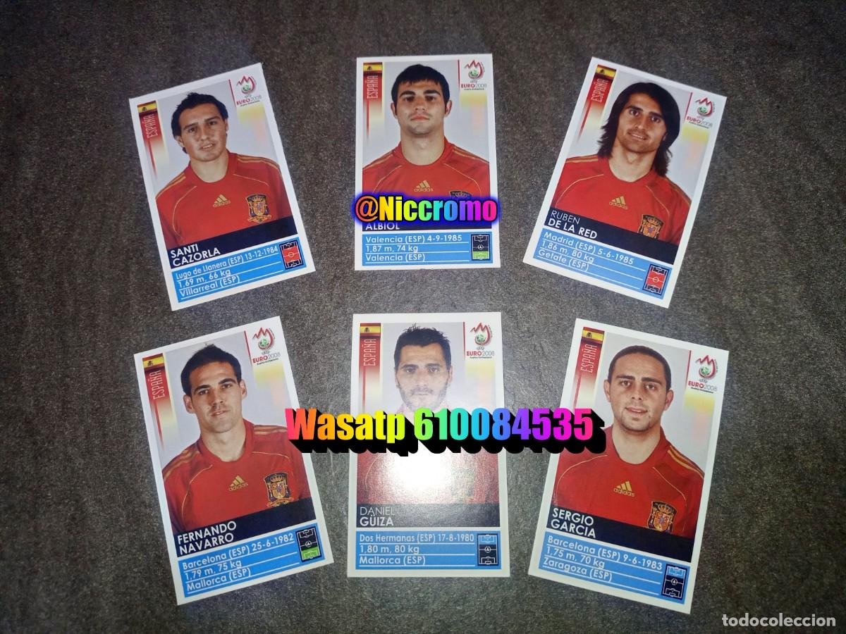 Cromos de f&uacute;tbol: los 6 cromos extras seleccion espa&ntilde;ola en euro 2008 Suiza Austria panini espa&ntilde;a perfectos niccromo