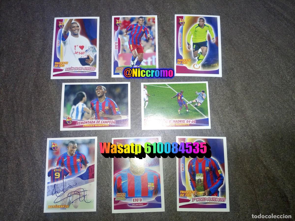 Cromos de f&uacute;tbol: etoo barcelona 8 cromos nuevos diferentes sin pegar super barca 2004 panini niccromo