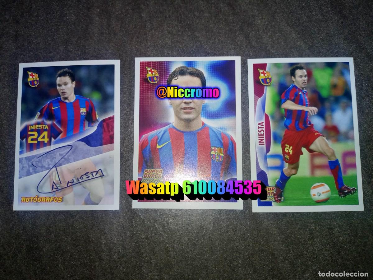 Cromos de f&uacute;tbol: iniesta barcelona 3 cromos nuevos diferentes sin pegar super barca 2004 panini niccromo