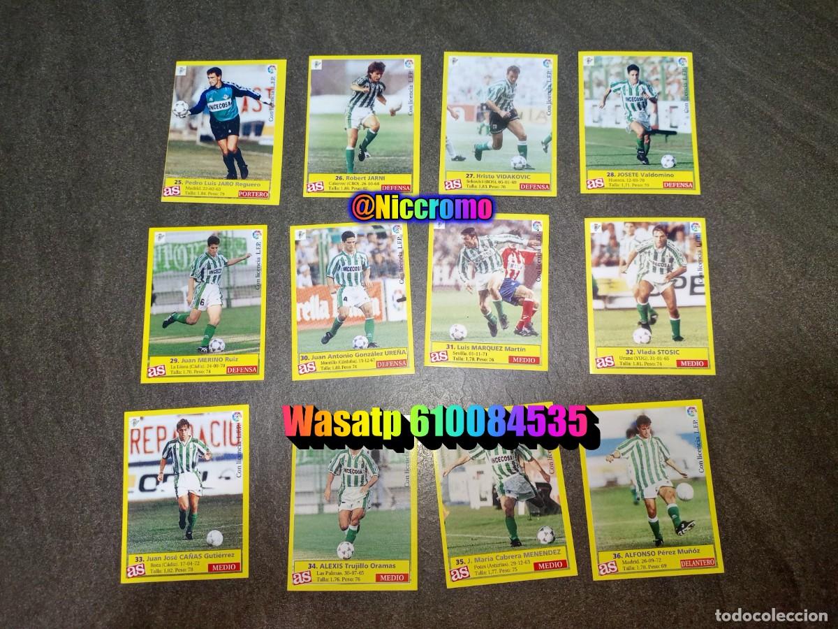 Cromos de f&uacute;tbol: real betis 12 cromos sin pegar liga as 95 96 album futbol 1995 1996 niccromo
