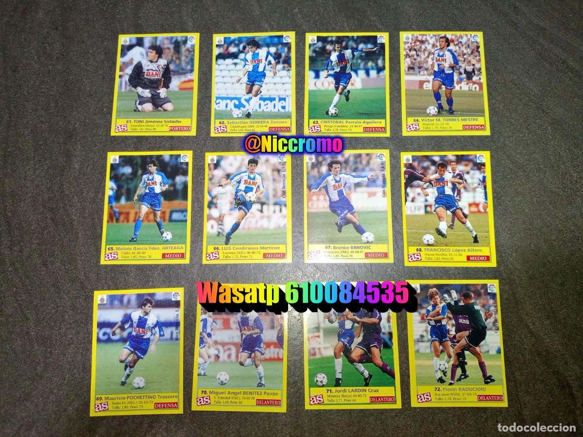Cromos de f&uacute;tbol: rcd espa&ntilde;ol espanyol 12 cromos sin pegar liga as 95 96 album futbol 1995 1996 niccromo