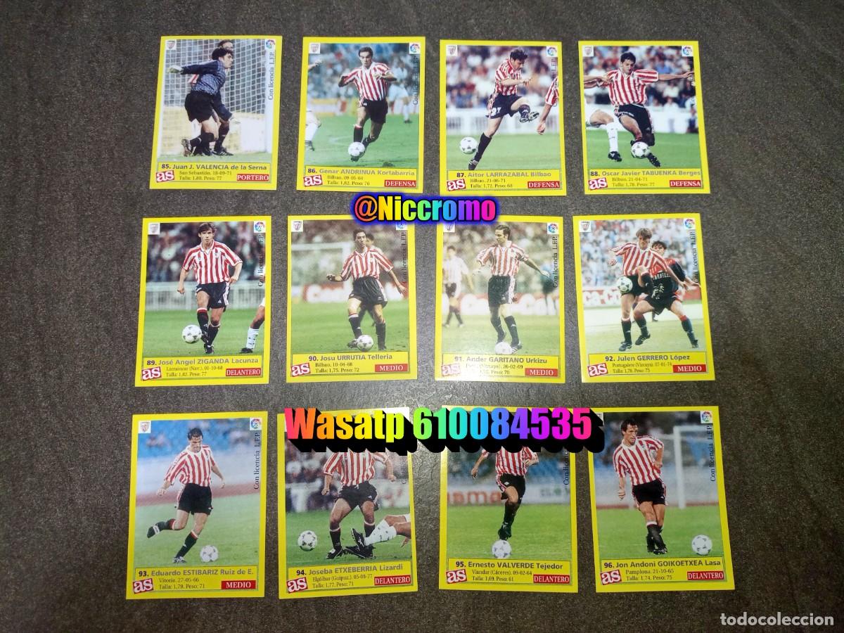 Cromos de f&uacute;tbol: athletic bilbao 12 cromos sin pegar liga as 95 96 album futbol 1995 1996 niccromo