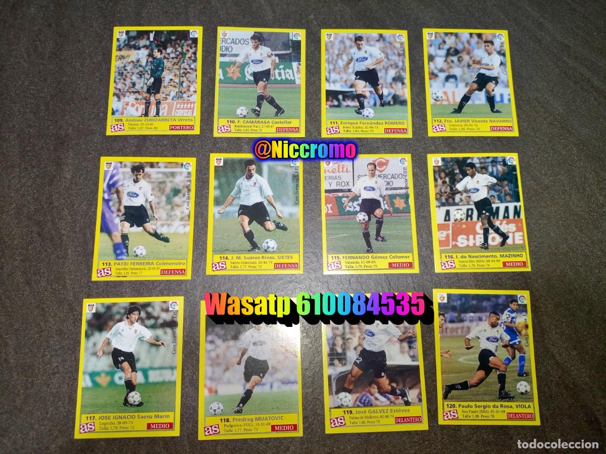Cromos de f&uacute;tbol: valencia 12 cromos sin pegar liga as 95 96 album futbol 1995 1996 niccromo