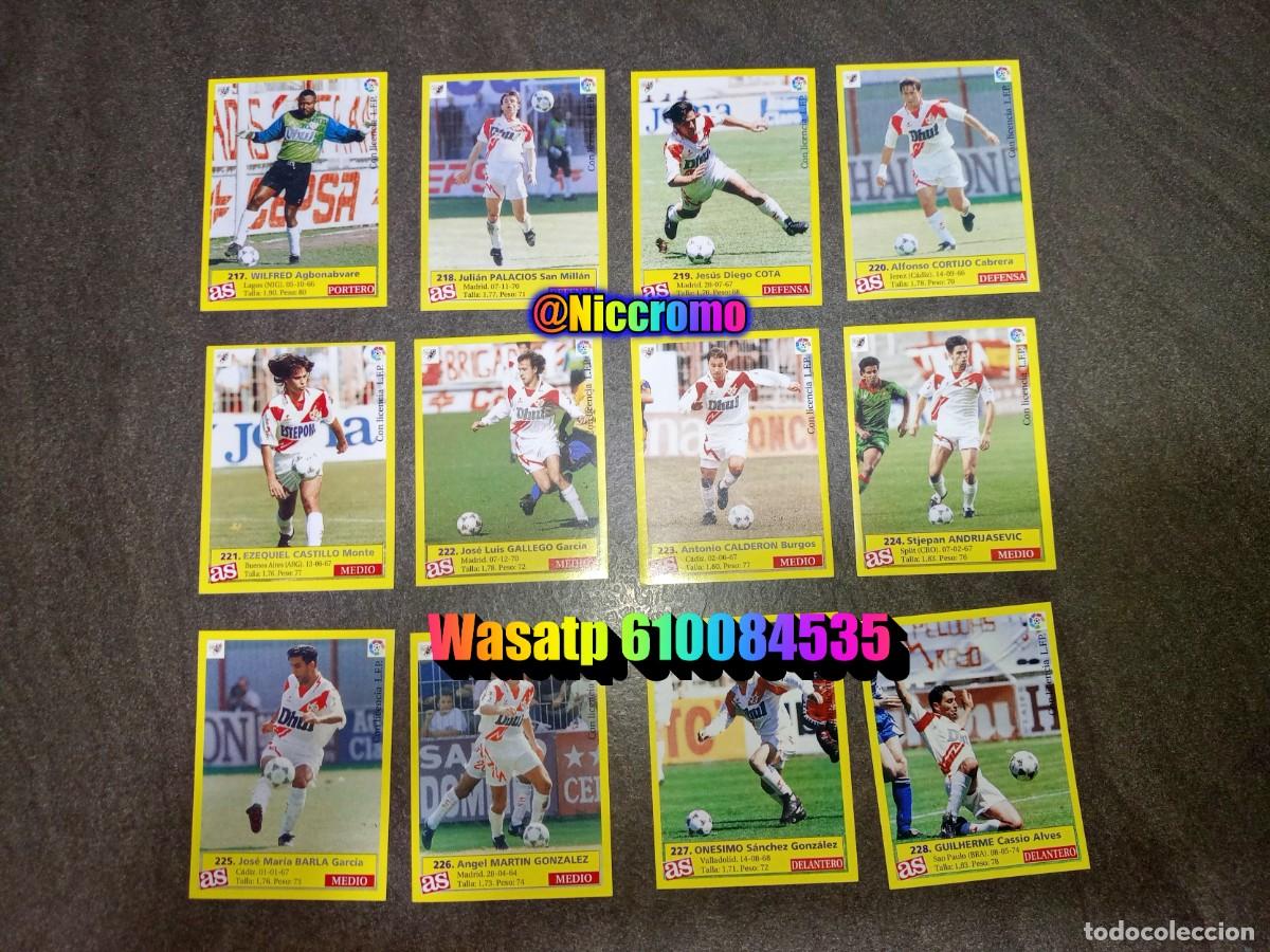 Cromos de f&uacute;tbol: rayo vallecano 12 cromos sin pegar liga as 95 96 album futbol 1995 1996 niccromo