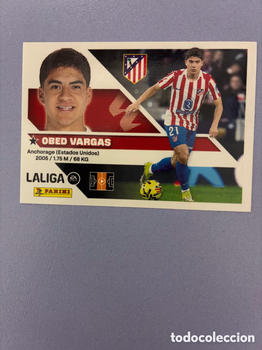 Cromos de Futebol: Cromo Obed Vargas (Estrella / Coloca B) N.&ordm; 14B Letra A - Atl&eacute;tico de Madrid - Liga Este 2026-27