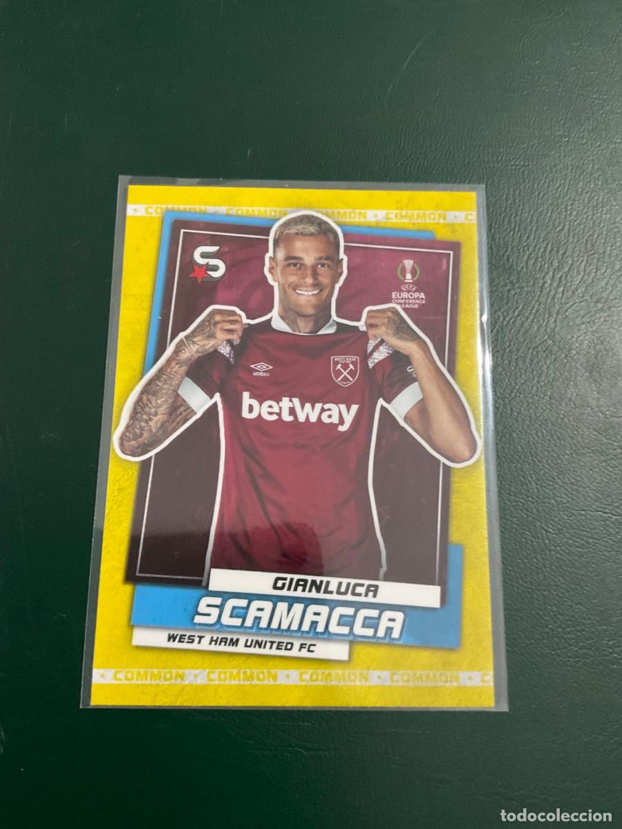 Cromos de f&uacute;tbol: 2023 Topps Superstars Uefa Champions League- COMMON VERSION YELLOW - Francesco Scamacca 187 West Ham