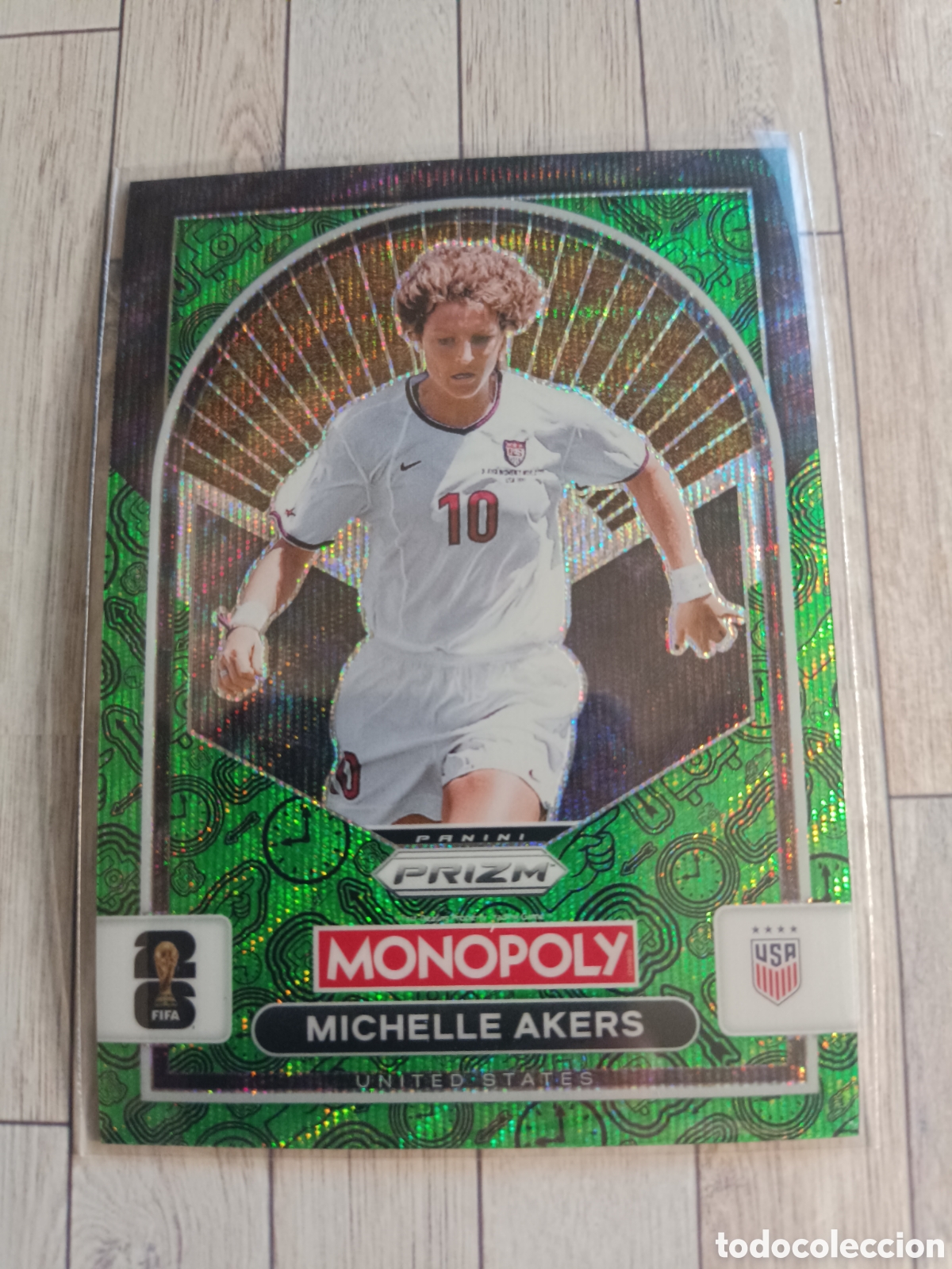 Cromos de f&uacute;tbol: 90 MICHELLE AKERS ESTADOS UNIDOS USA PARALELA VERDE PRIZM MONOPOLY FIFA WORLD CUP PANINI 26 USA 2026