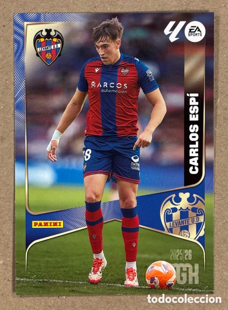 Cromos de f&uacute;tbol: CARLOS ESP&Iacute;A (LEVANTE). CARTA PANIKI MEGACRACKS MGK 2025/26. #215. ROOKIE CARD