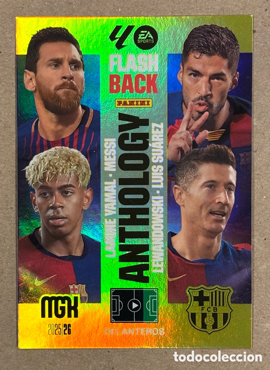 Cromos de f&uacute;tbol: FC BARCELONA (MESSI, LAMINE YAMAL,..). CARTA FLASHBACK ANTHOLOGY MEGACRACKS MGK 2025/26. #438
