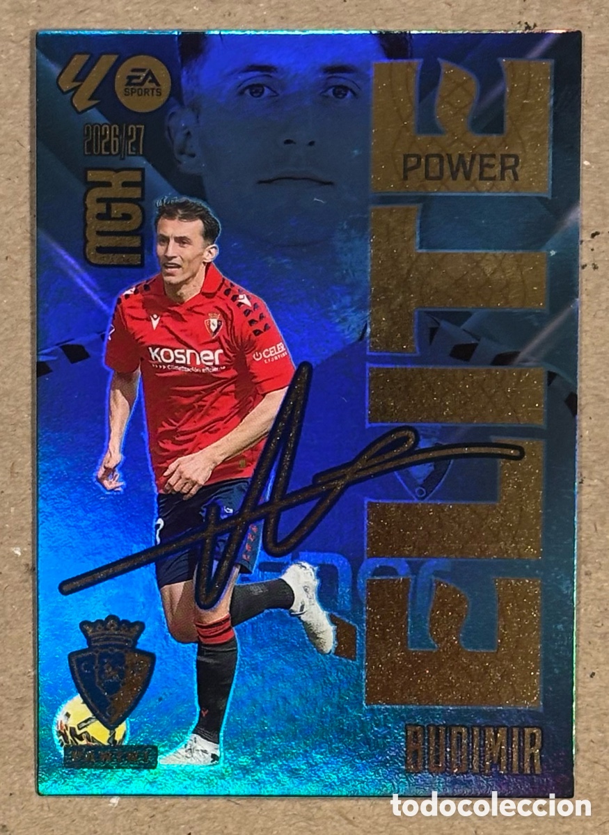 Cromos de f&uacute;tbol: BUDIMIR (OSSUNA). CARTA POWER ELITE PANINI MEGACRACKS MGK 2026/27. #3P. CON AUT&Oacute;GRAFO IMPRESO