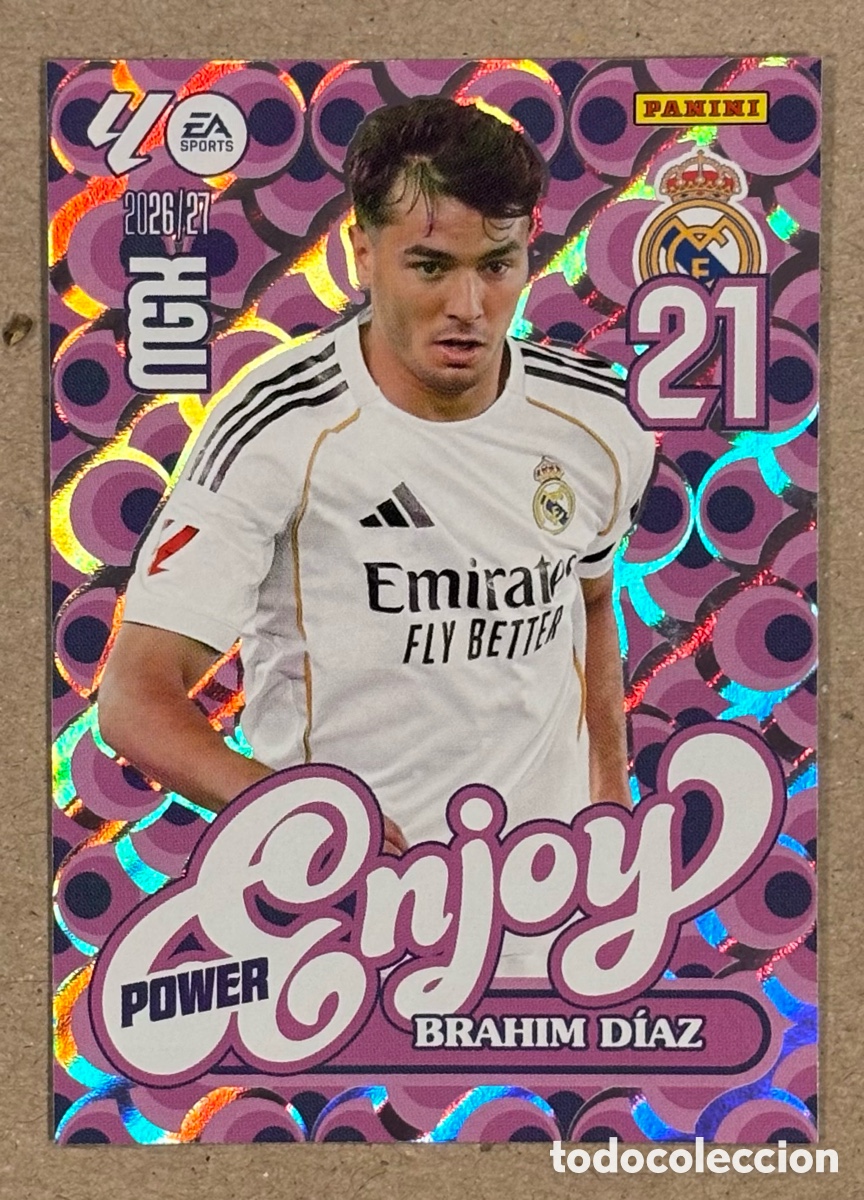 Cromos de f&uacute;tbol: BRAHIM D&Iacute;AZ (REAL MADRID). CARTA POWER ENJOY PANINI MEGACRACKS MGK 2026/27. #380P.