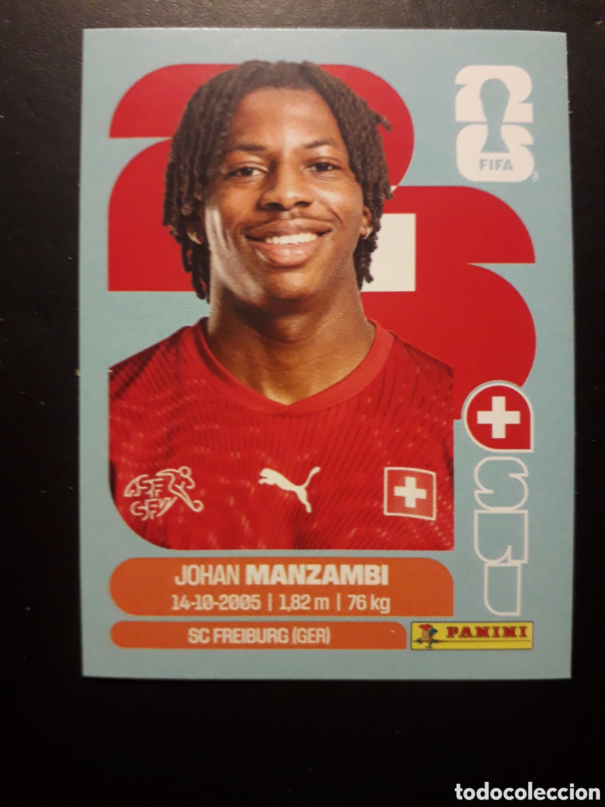 Cromos de f&uacute;tbol: MANZAMBI SUIZA SUI 15 MUNDIAL F&Uacute;TBOL 2026 FIFA WORLD CUP PANINI SIN PEGAR PEDIDO M&Iacute;NIMO 3&euro;.