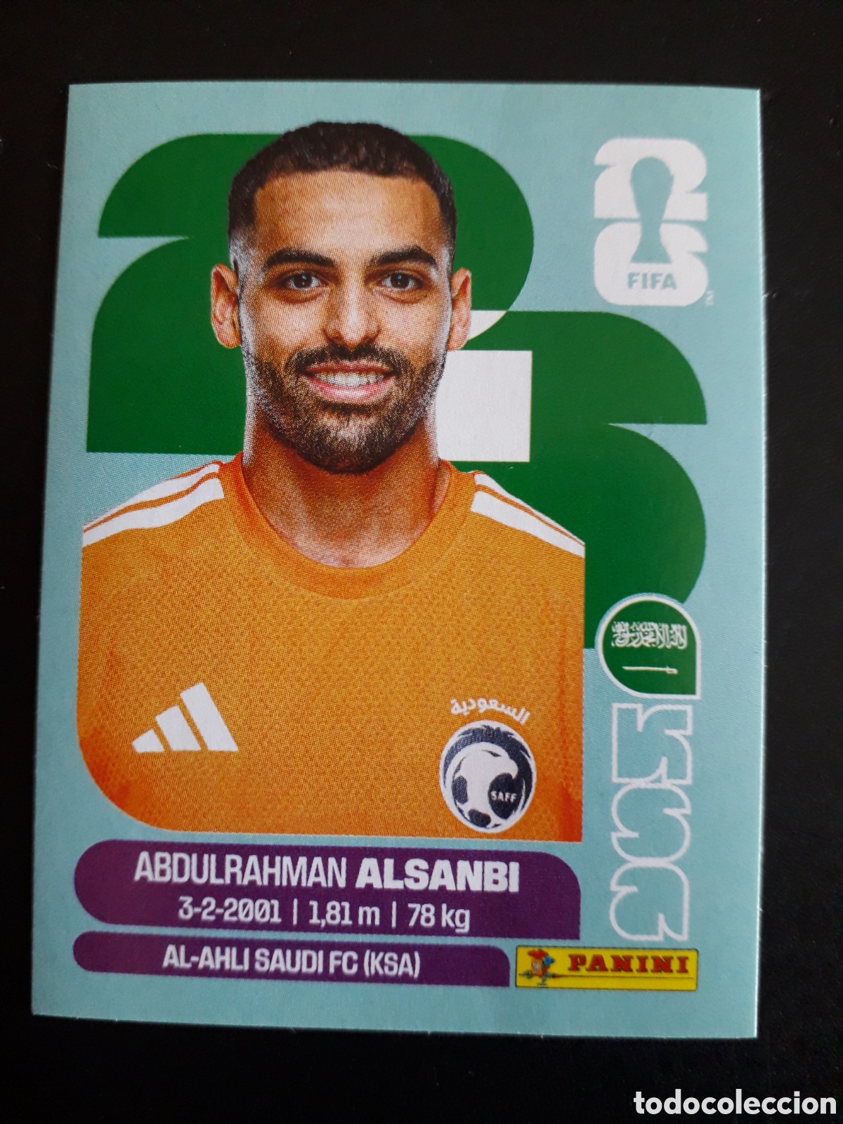 Cromos de f&uacute;tbol: ALSANBI ARABIA SAUD&Iacute; KSA 3 MUNDIAL F&Uacute;TBOL 2026 FIFA WORLD CUP PANINI SIN PEGAR PEDIDO M&Iacute;NIMO 3&euro;