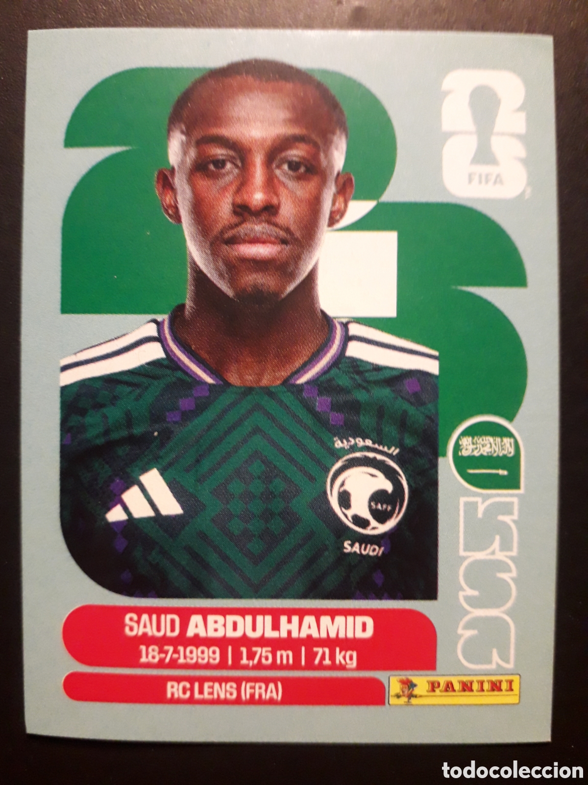 Cromos de f&uacute;tbol: ABDULHAMID ARABIA SAUD&Iacute; KSA 4 MUNDIAL F&Uacute;TBOL 2026 FIFA WORLD CUP PANINI SIN PEGAR PEDIDO M&Iacute;NIMO 3&euro;.