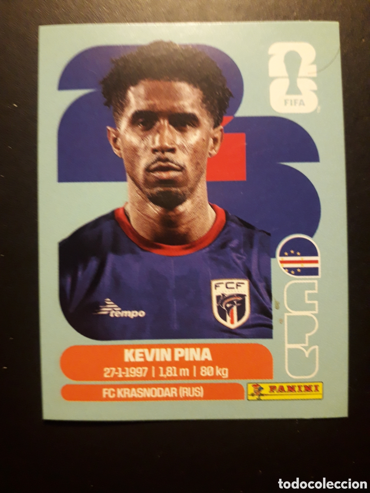 Cromos de f&uacute;tbol: KEVIN PINA CABO VERDE CPV 10 MUNDIAL F&Uacute;TBOL 2026 FIFA WORLD CUP PANINI SIN PEGAR PEDIDO M&Iacute;NIMO 3&euro;