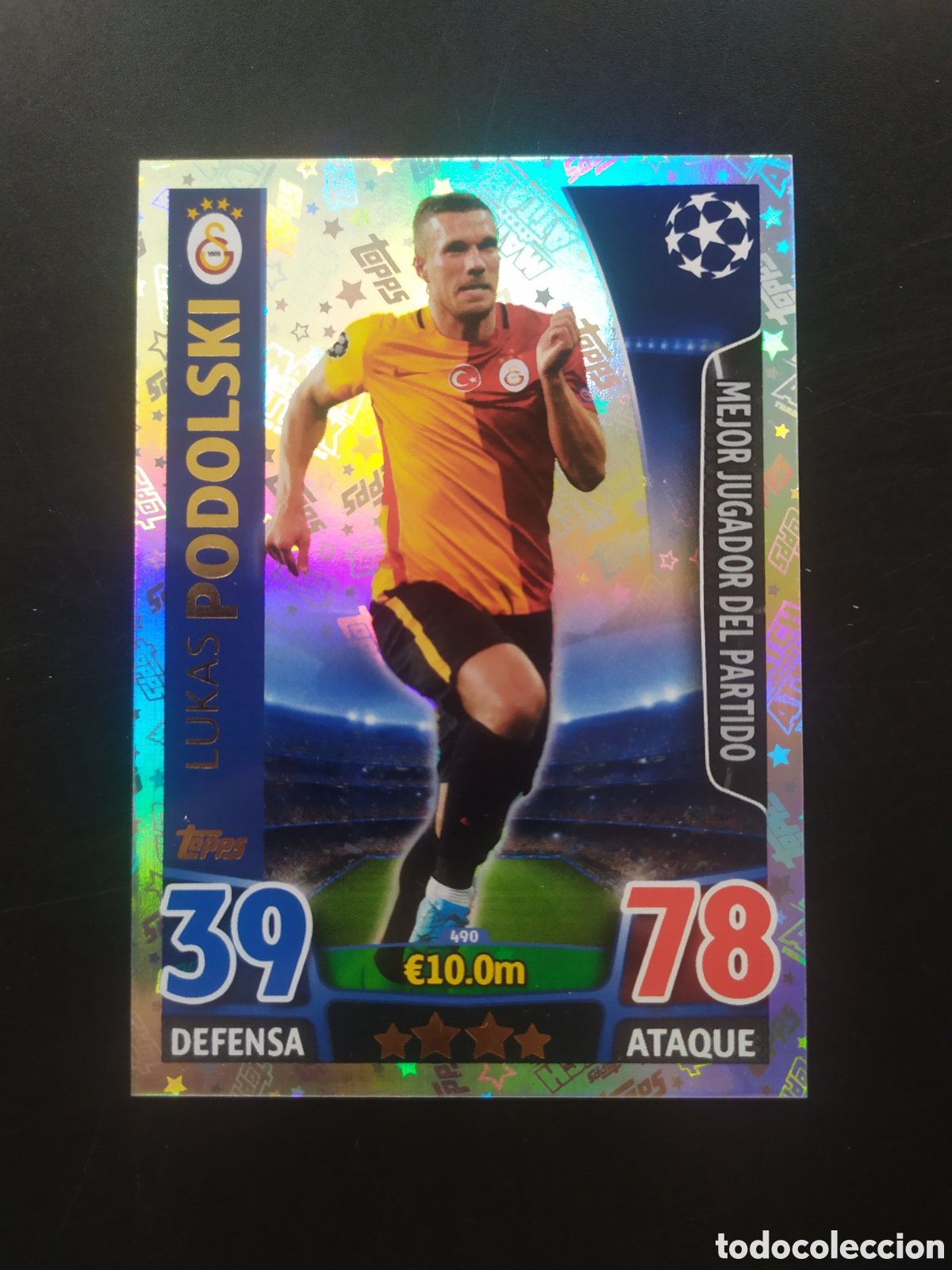 Cromos de f&uacute;tbol: UEFA Champions match attax topps 2015 2016 15 16 Podolski mejor jugador partido n&deg; 490 Galatasaray