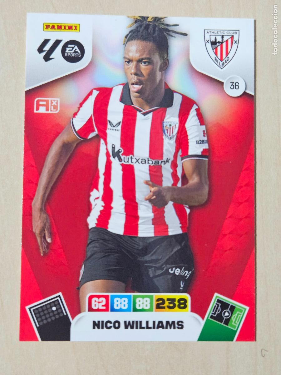 Figurine di Calcio: FICHA N&ordm; 36 NICO WILLIAMS - ADRENALYN 25 26 - PANINI 2025 - 26 - CROMO - ATHLETIC DE BILBAO