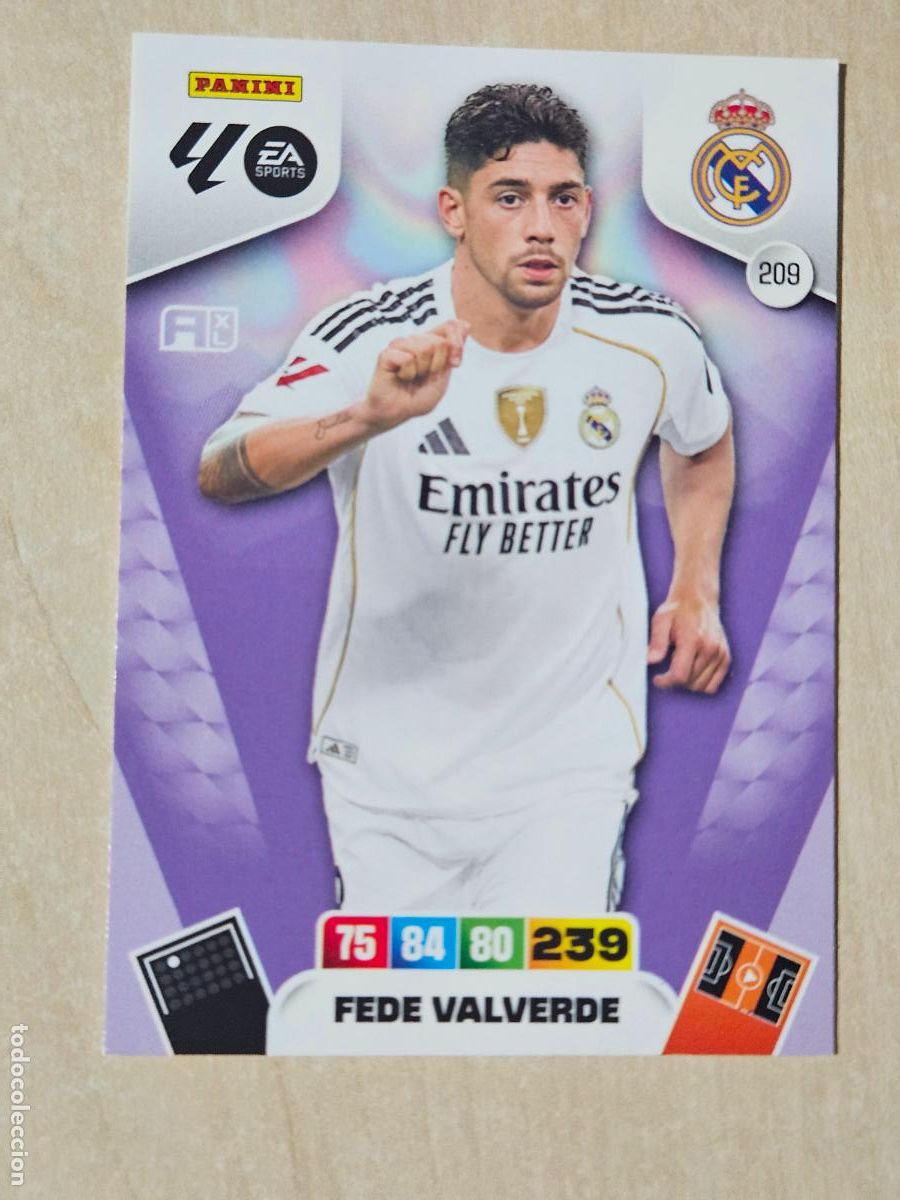 Cromos de f&uacute;tbol: FICHA N&ordm; 209 FEDE VALVERDE - ADRENALYN 25 26 - PANINI 2025 - 26 - CROMO - REAL MADRID