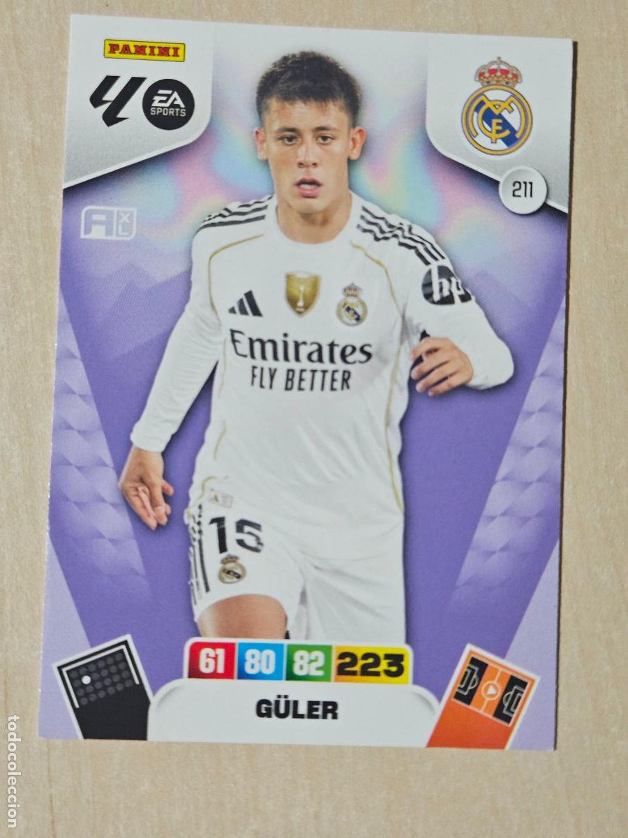 Cromos de f&uacute;tbol: FICHA N&ordm; 211 GULER - ADRENALYN 25 26 - PANINI 2025 - 26 - CROMO - REAL MADRID