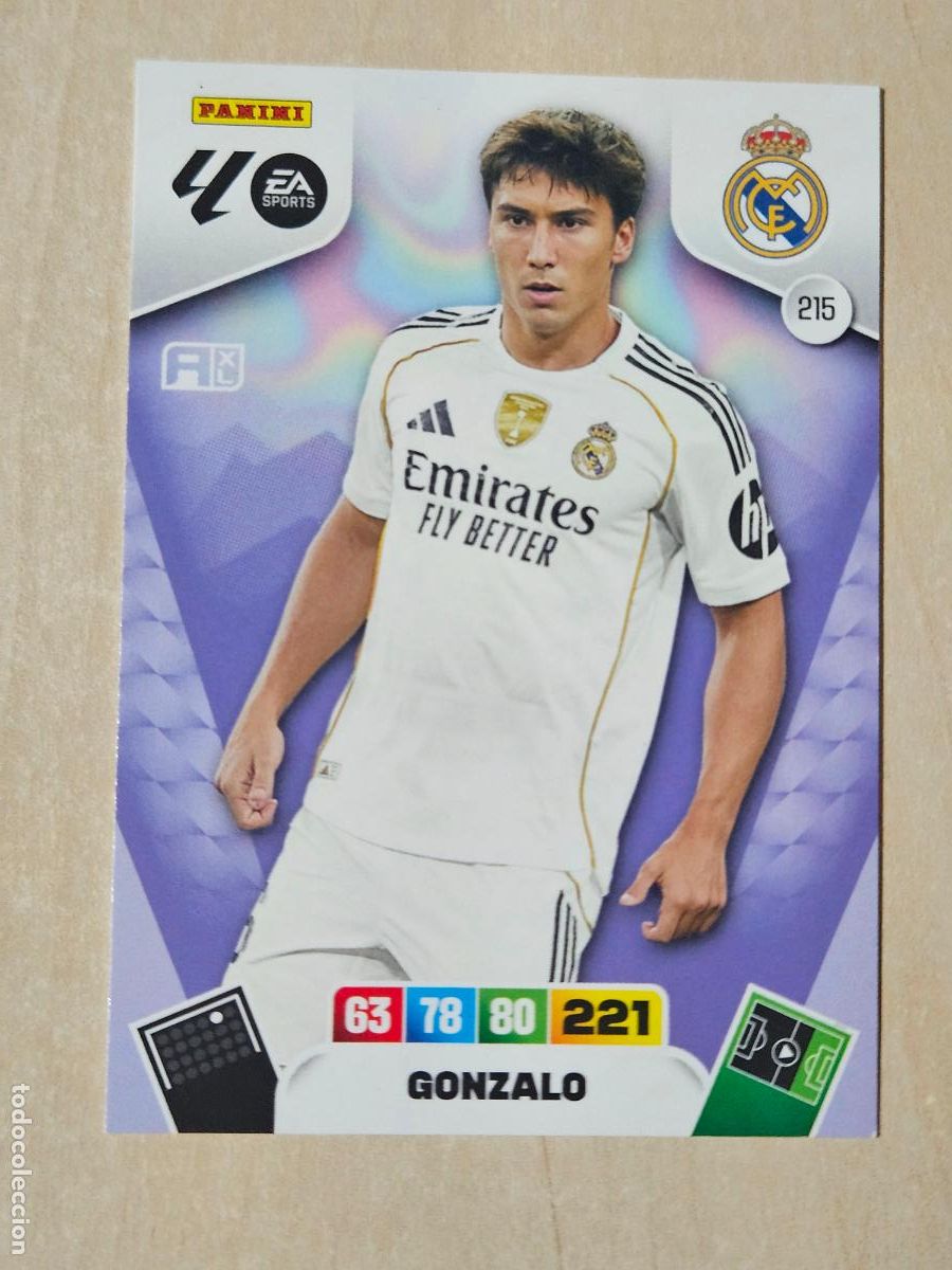 Cromos de f&uacute;tbol: FICHA N&ordm; 215 GONZALO - ADRENALYN 25 26 - PANINI 2025 - 26 - CROMO - REAL MADRID